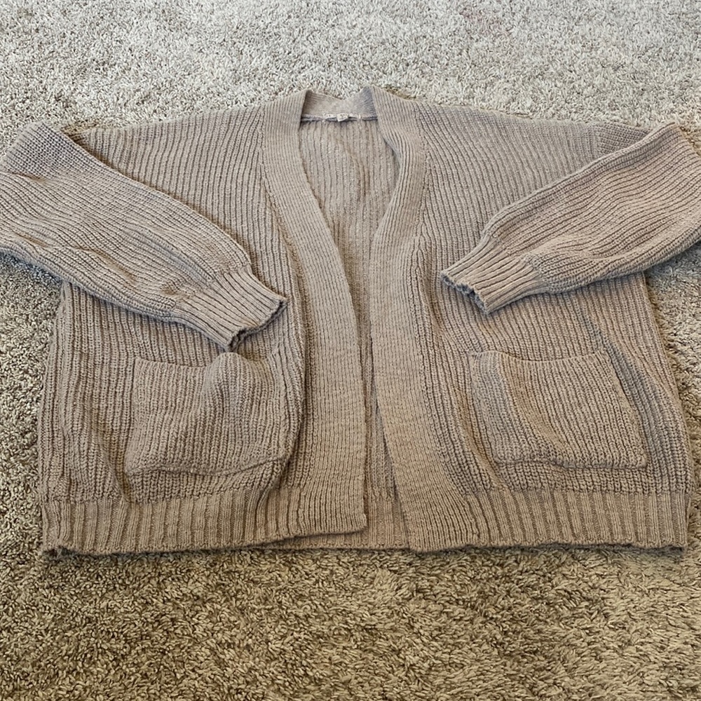 It Is Well Brown cropped open front Cardigan